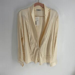 Meaneor Women's Cream Long Sleeve Pearl Button Front Blazer Size XXL NWT